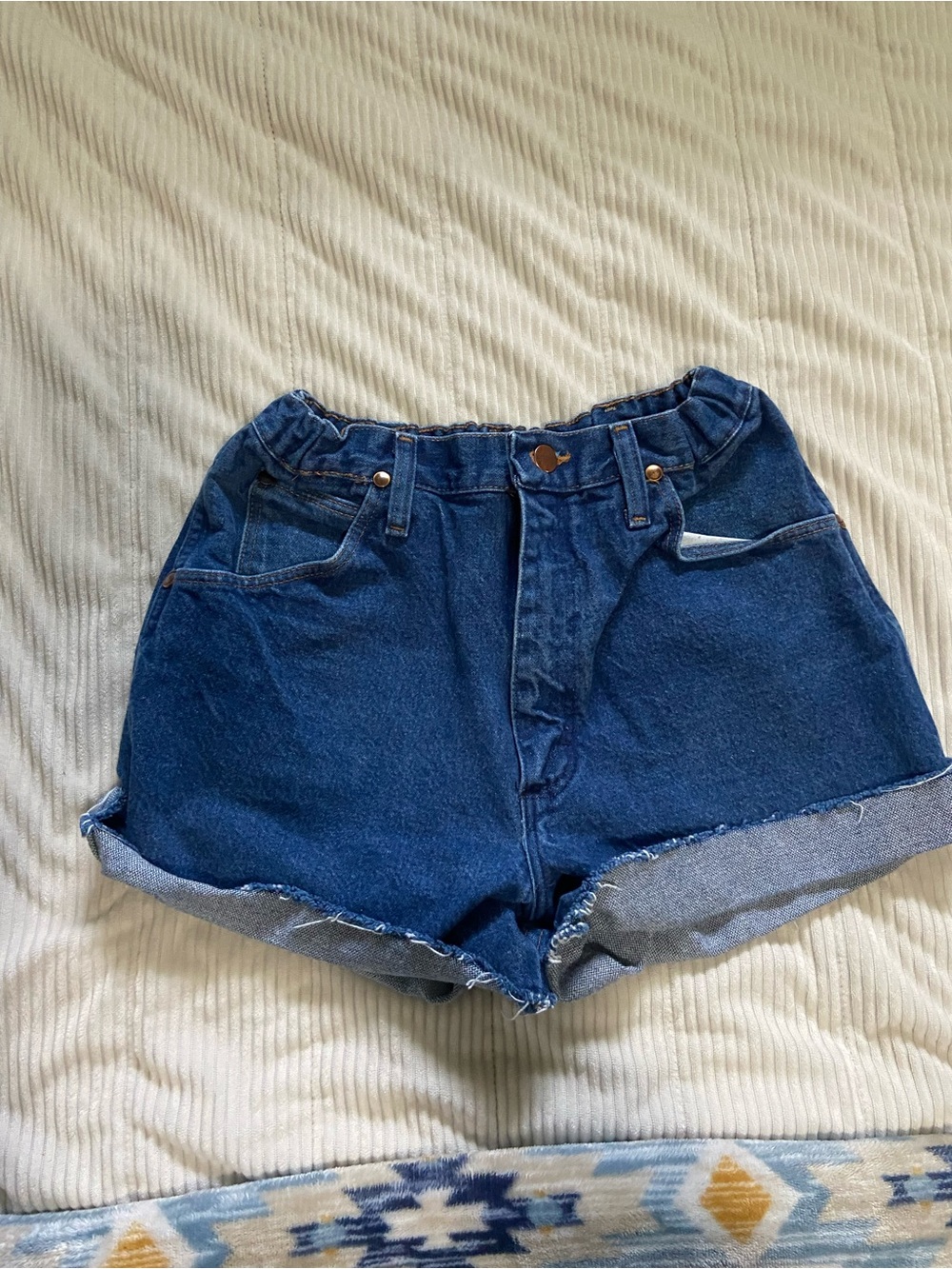 Wrangler Dark Blue High-Waist Denim Shorts